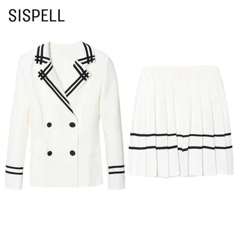 

Женский костюм из двух предметов SISPELL, пиджак с отложным воротником и длинным рукавом и юбка с высокой талией, костюм с разноцветным принтом