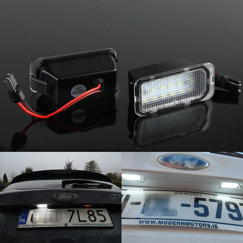 

2x No Error 18SMD LED 12V Number License Plate Light Lamp Fit For Ford Ranger Fiesta MK6 7 Mondeo MK4 5 S-MAX Focus MK2 3 Kuga