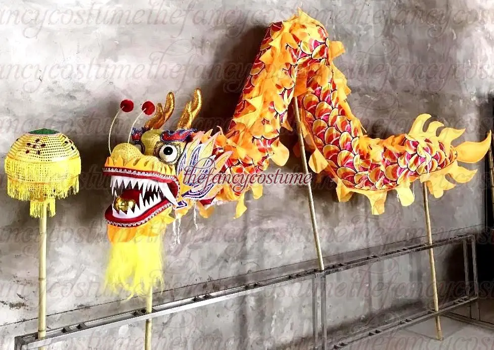 4m Size 5 Dragon Dance Costume 4 Players 8-12 Age Children Student School Halloween Party Performance Parade Folk Stage  China