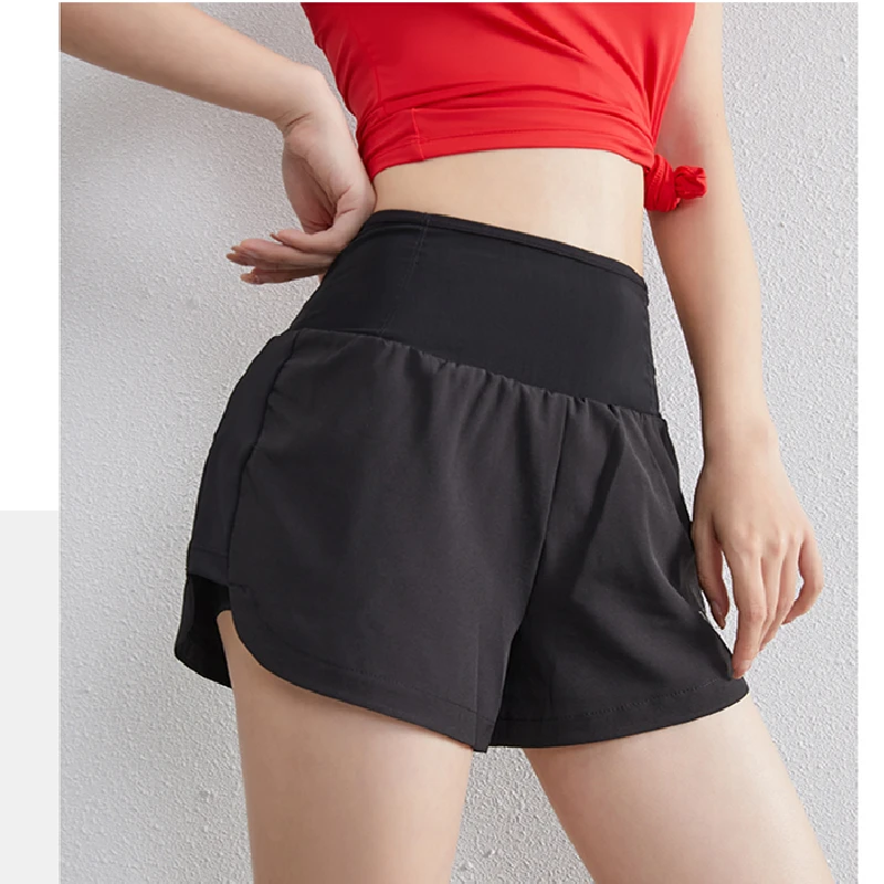 Women 2 In 1 Marathon Stretch Quick Dry Short Summer High Waist Running Shorts Loose Breathable Gym Yoga Shorts Fitness Pants