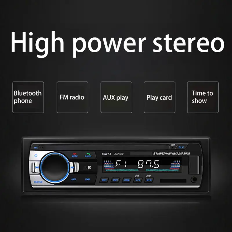 1 Din автомагнитола 12 в MP3 музыкальный плеер Автомобильный стерео USB Bluetooth Aux вход TF карта Авторадио автомобильный