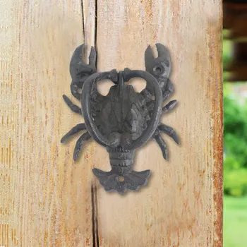 Front Door Wrought Iron Lobster Door Knocker Antique Personalized Gate Knocker Porch/Garden/Garage/Barn Door Decor