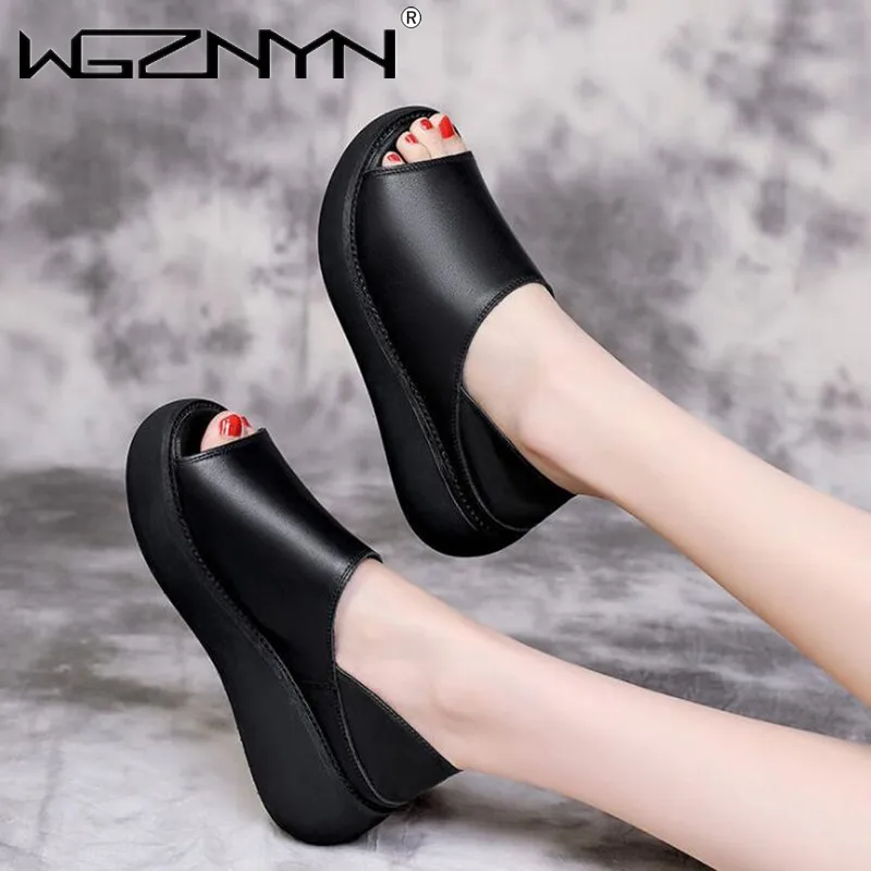 

2021 Women Sandals Comfortable Casual Rome Sandals Genuine PU Leather Platform Out Handmade Female Leather Gladiator Sandals