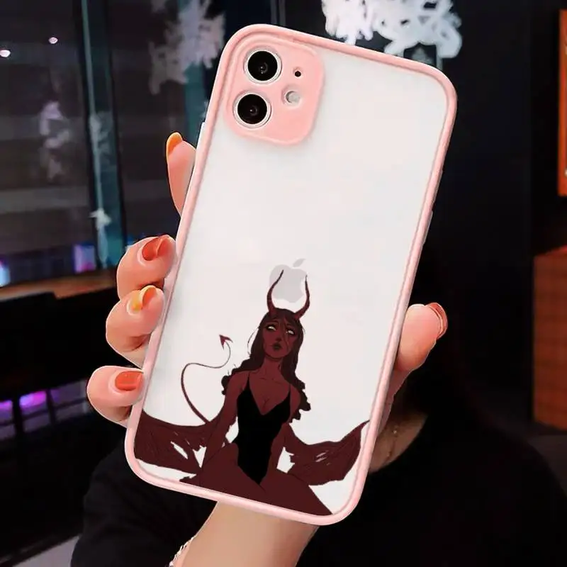

Devil woman sexy girl Phone Case Matte Transparent for iPhone 7 8 11 12 s mini pro X XS XR MAX Plus cover funda