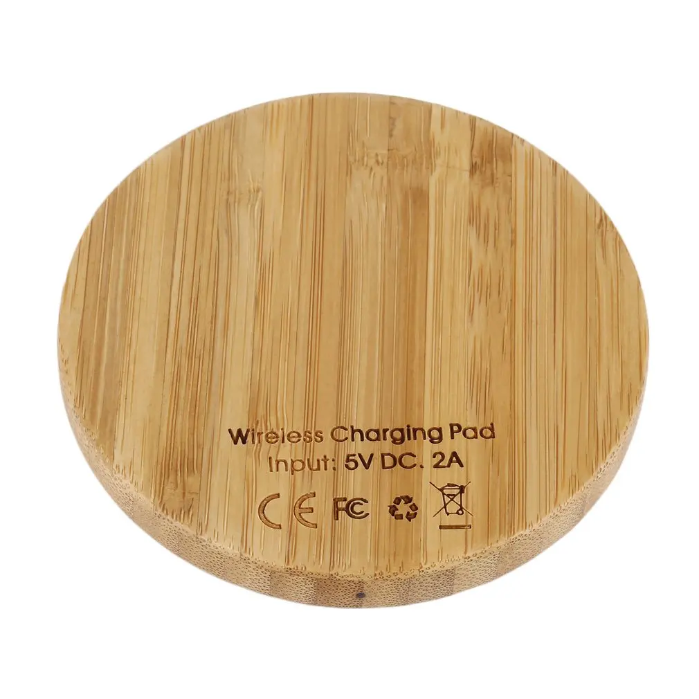 

WT-500 Wireless Charger Transmitter Bamboo Made Pad Round Launcher with LED Indicator Light Shows the Charging Status