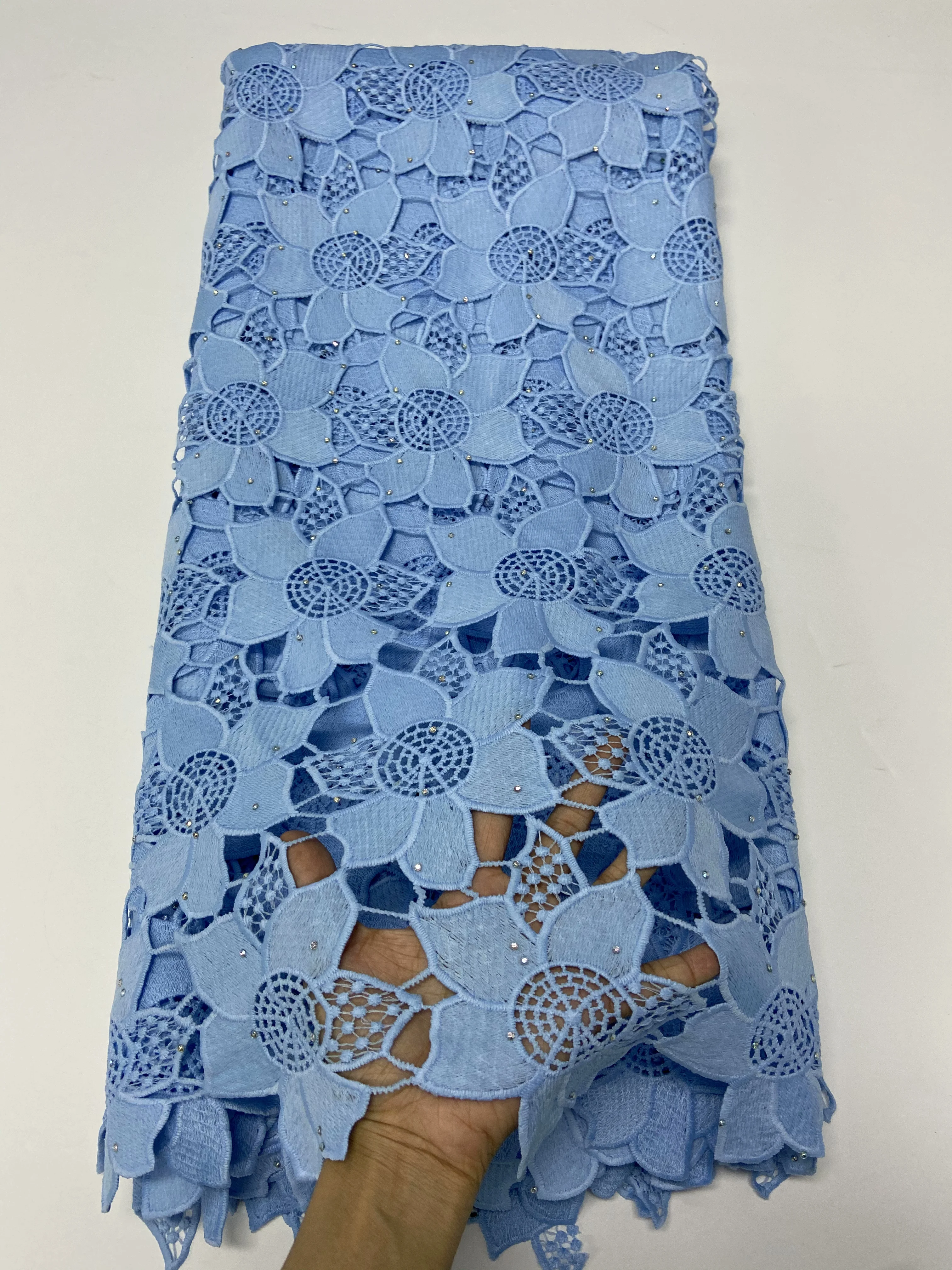 2020 Небесно Голубой высококачественный Африканский шнур гипюр кружевная ткань