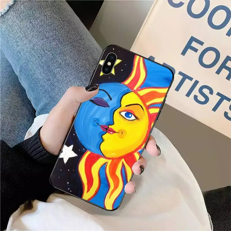 

Funny Sun Moon Face Phone Cases for iPhone 11 12 pro XS MAX 8 7 6 6S Plus X 5S SE 2020 XR mini