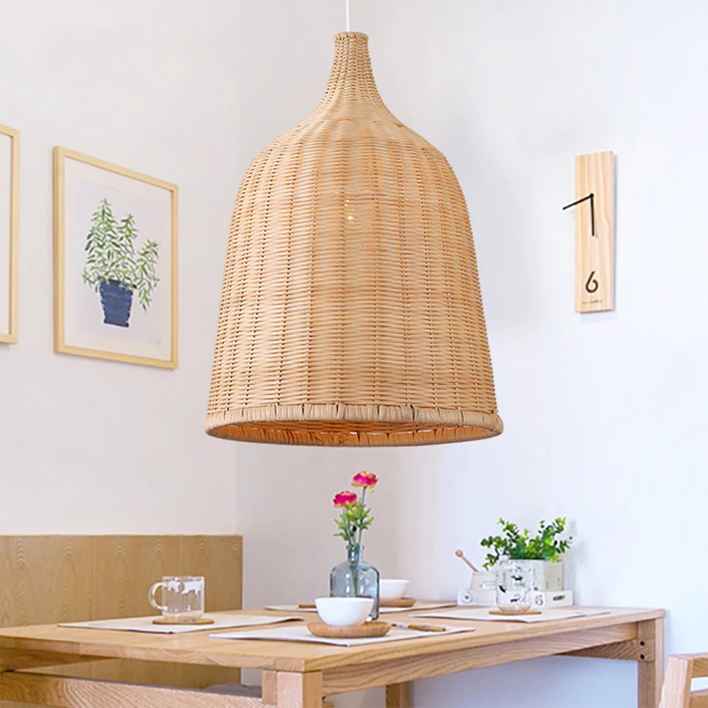 

Плетеный вручную подвесной светильник из ротанга E27, подвесной светильник в японском стиле для ресторана, спальни, Деревенское искусство, п...