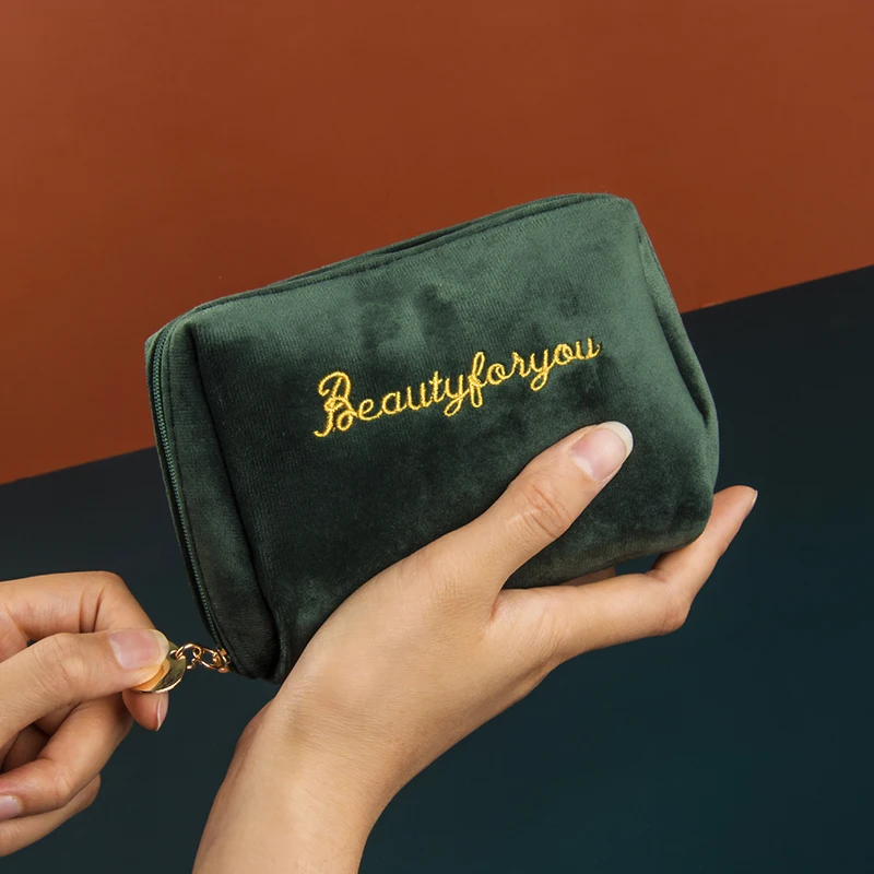 QUDAI 2020 бархатные косметички с вышитыми буквами рисунок Организатор сумка сумки