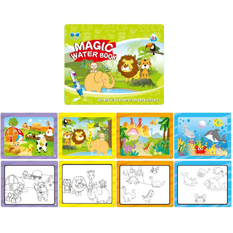 Многоразовая Волшебная книга для рисования водой книжка раскраска и волшебная