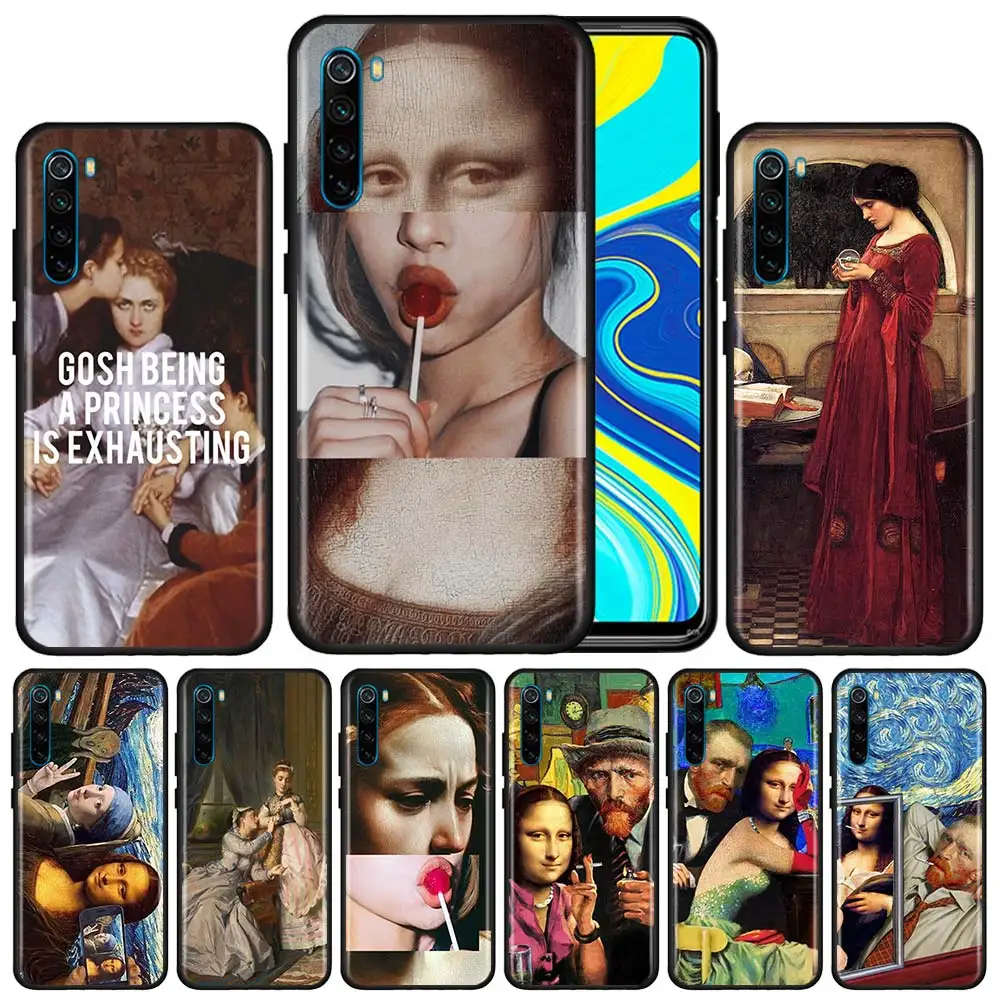 

Mona Lisa funny Spoof Art Phone Case for Xiaomi Redmi Note 8T 8 9 Pro 9S 6 6A 7 7A 8A 9A 9C K30 Pro 5G Soft Cases Cover