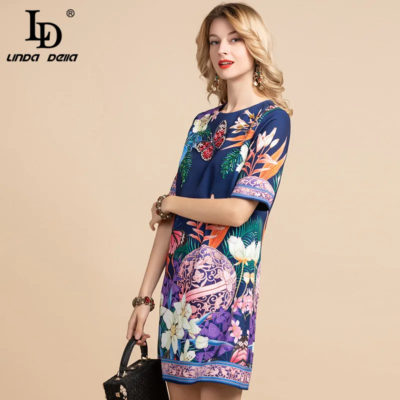 LD LINDA DELLA элегантное дизайнерское летнее платье для женщин с коротким рукавом