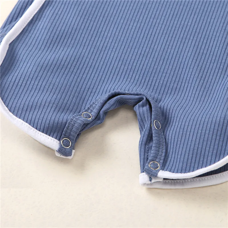 

0-24M Baby Summer Rompers Splicing O-Neck Sleeveless Ribbed Jumpsuits New Romper Crotch Buttons for Toddlers Boys Girls 5 Colors