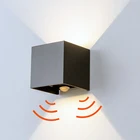 Светодиодный настенный светильник с радаром и датчиком движения, комнатный и уличный квадратный алюминиевый настенный светильник с регулируемым углом для спальни, гостиной, крыльца