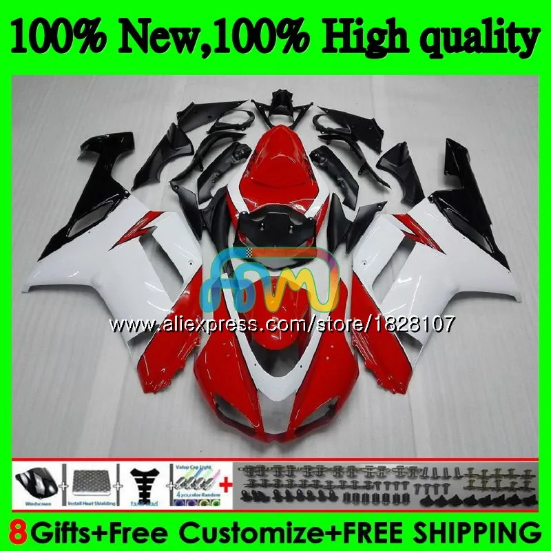 

Body For KAWASAKI ZX 6R 6 R 600CC ZX636 10BS.21 ZX-636 ZX600 600 CC ZX-6R ZX 636 ZX6R 07 08 2007 2008 Fairings kit Red white top