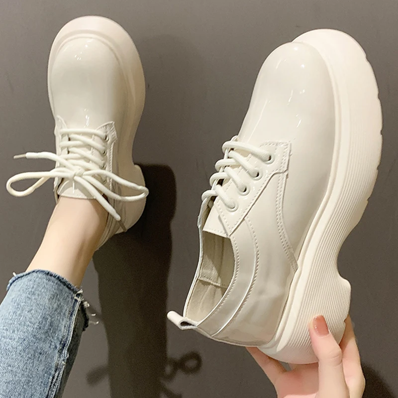 2021 Women Mary Janes Lolita Style Round Toe Casual Shoes Spring Autumn Female Platform Lace Up Shoes Ladies Loafers  Oxford