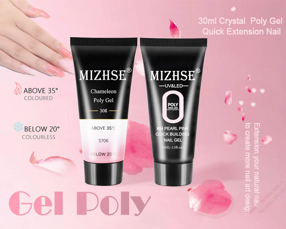 MIZHSE Crystal Jelly Gum Poly Gel Set 30ml Crystal Jelly Builder Nail Finger Extension Hard UV Gel Lacquer Manicure Tips