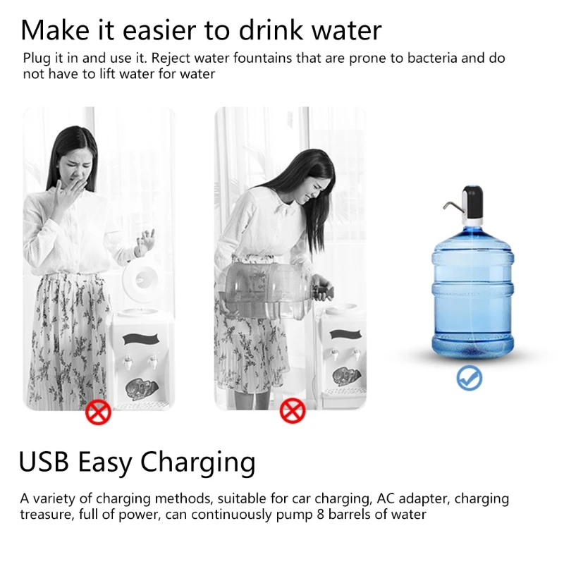 

YYOMYM kettle pump USB rechargeable automatic drinking water pump portable electric water dispenser kettle switch is suitable fo