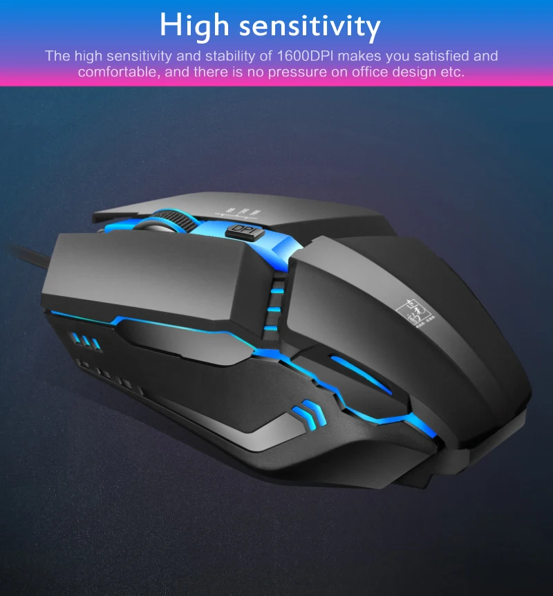 

Wired Gaming Mouse 6 Buttons K3 Mice Black 1600 DPI Adjustable Wired Optical LED Computer Mice USB Cable Mouse For Laptop PC