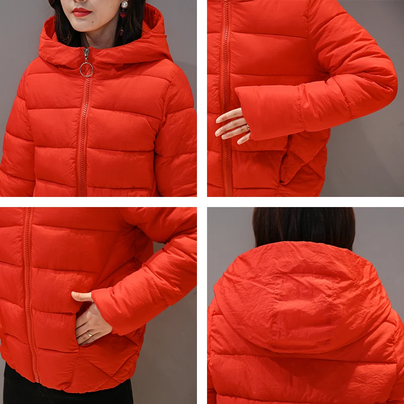 

2020 Winter Solid Basic Jacket Women Hooded Parkas Plus Size Slim Casual Stand Collar Thick Cotton Padded Abbigliamento Donna
