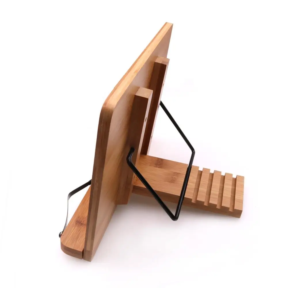 Newest Flanger Portable Fordable Desktop Bamboo Book Stand Reading Holder for Music Books Textbooks Tablets Laptop with Clips | Спорт и