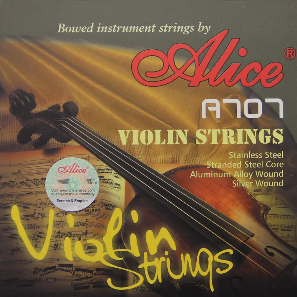 

Alice Violin Strings A707 brand premium violin strings Plated Steel Braided Steel Core Nickel Plated Ball End