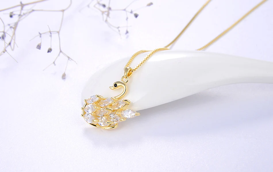 ORSA JEWELS 925 ожерелье с подвеской в виде лебедя для женщин из стерлингового серебра АААА Циркон классические милые вечерние ювелирные изделия для помолвки SN177