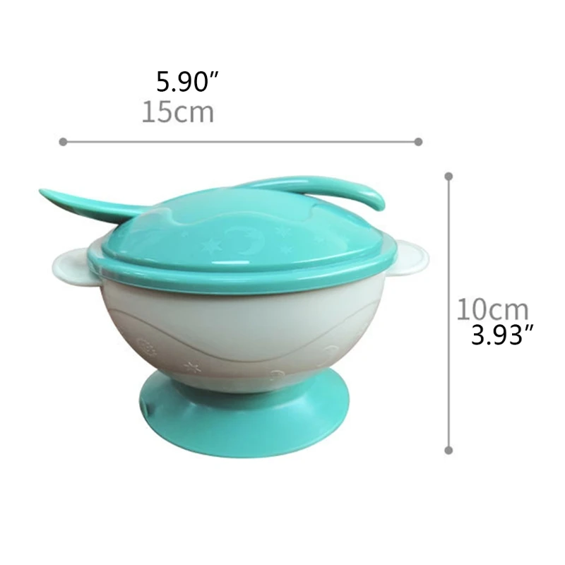 

F62D 2 Pcs/Set Baby Feeding Bowls Portable Suction Dinner Plates with Spoons Learning Training Dishes Tableware for Children