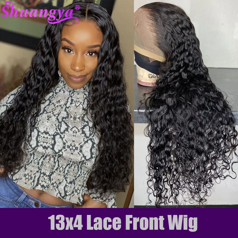 Малазийский парик с волнистым кружевом 13x4 фронтальным человеческие волосы Remy 4x4