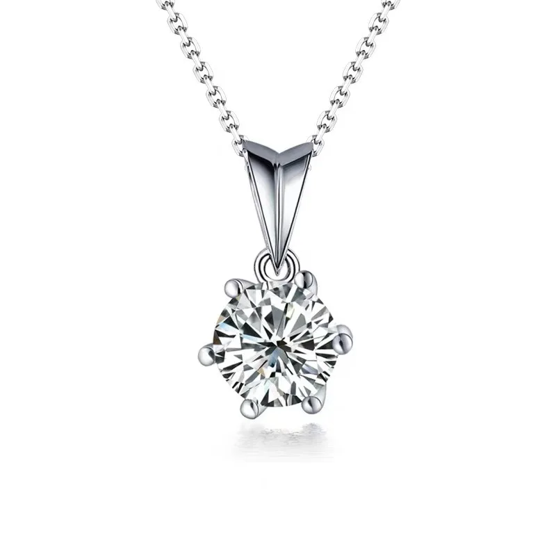 

Natural Moissanite D Color Female Pendant 0.5ct-2ct Necklace Women Clavicle Chain Pure S925 Silver Pendant Necklace Fine Jewelry