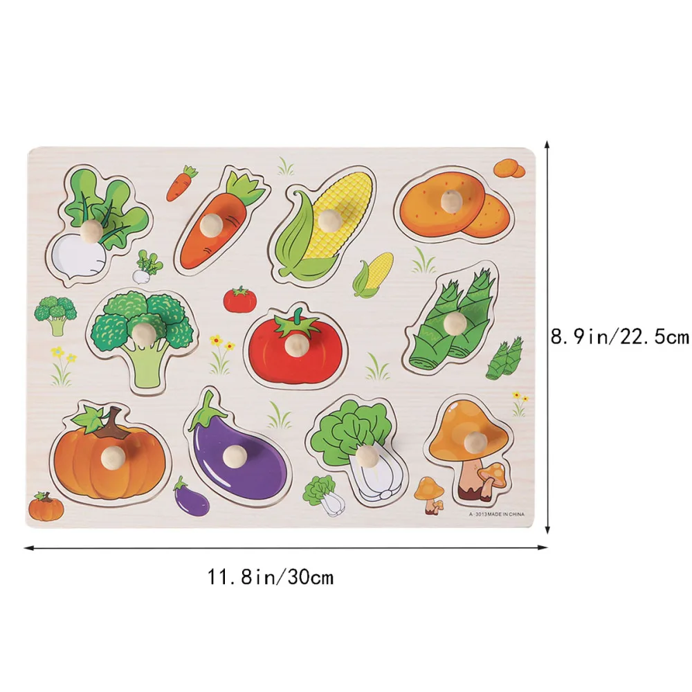 

2PCS Wooden Peg Knob Puzzle Fruit and Vegetable Preschool Early Educational for Baby Toddler