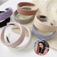 new 8 colors hair hoop wide brimmed hair band woolen hairpin headbands for women elegant retro solid color hair accessories