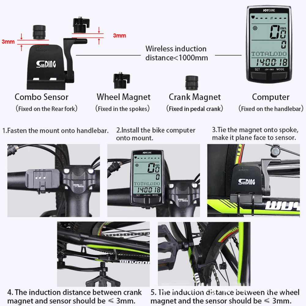 

Bike Computer Waterproof Speedometer Bicycle Multi-function Bt Code Table Large-screen Backlight with Eight Countries Language