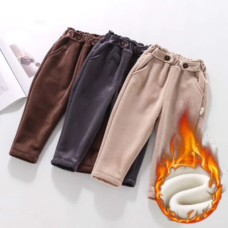 

2020 New Plus Velvet Warm Winter Children's Trousers Casual Baby Boys Sports Pants Autumn All-Match Kids Pants 1-2-3-4-5-6 Years