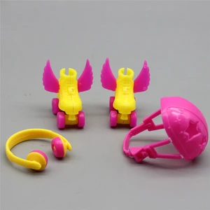 Новинка, 4 шт.компл., декоративные роликовые коньки, причудливые кукольные туфли, гарнитура, шлем для Барби, детские игрушки для девочек, подарки для девочек