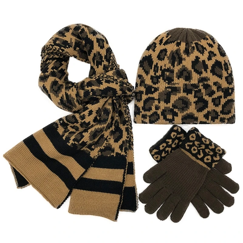 

2021 New Beanie Hat Gloves Long Scarf Set Skull Gloves Neck Warmer For Women