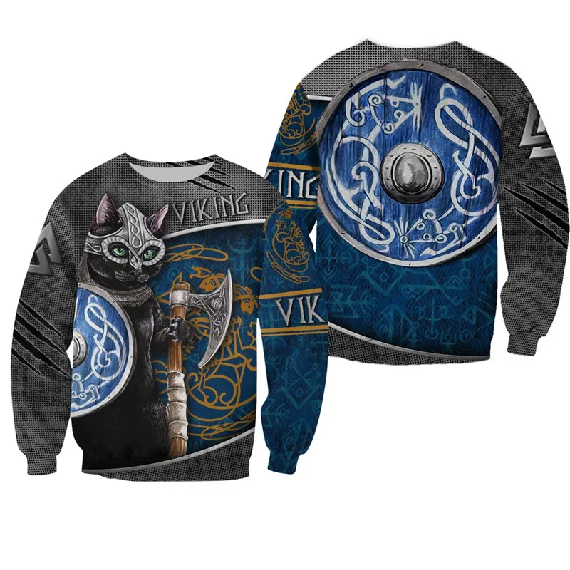 

Fashionable and beautiful Viking armored cat 3D printing Unisex luxury Hoodie Sweatshirt Pullover casual sportswear