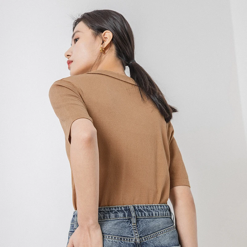 Новое поступление: Универсальная вязаная одежда с короткими рукавами отложным