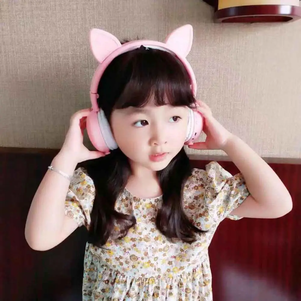 Беспроводные наушники с Bluetooth складные кошачьими ушками игровые для ноутбука