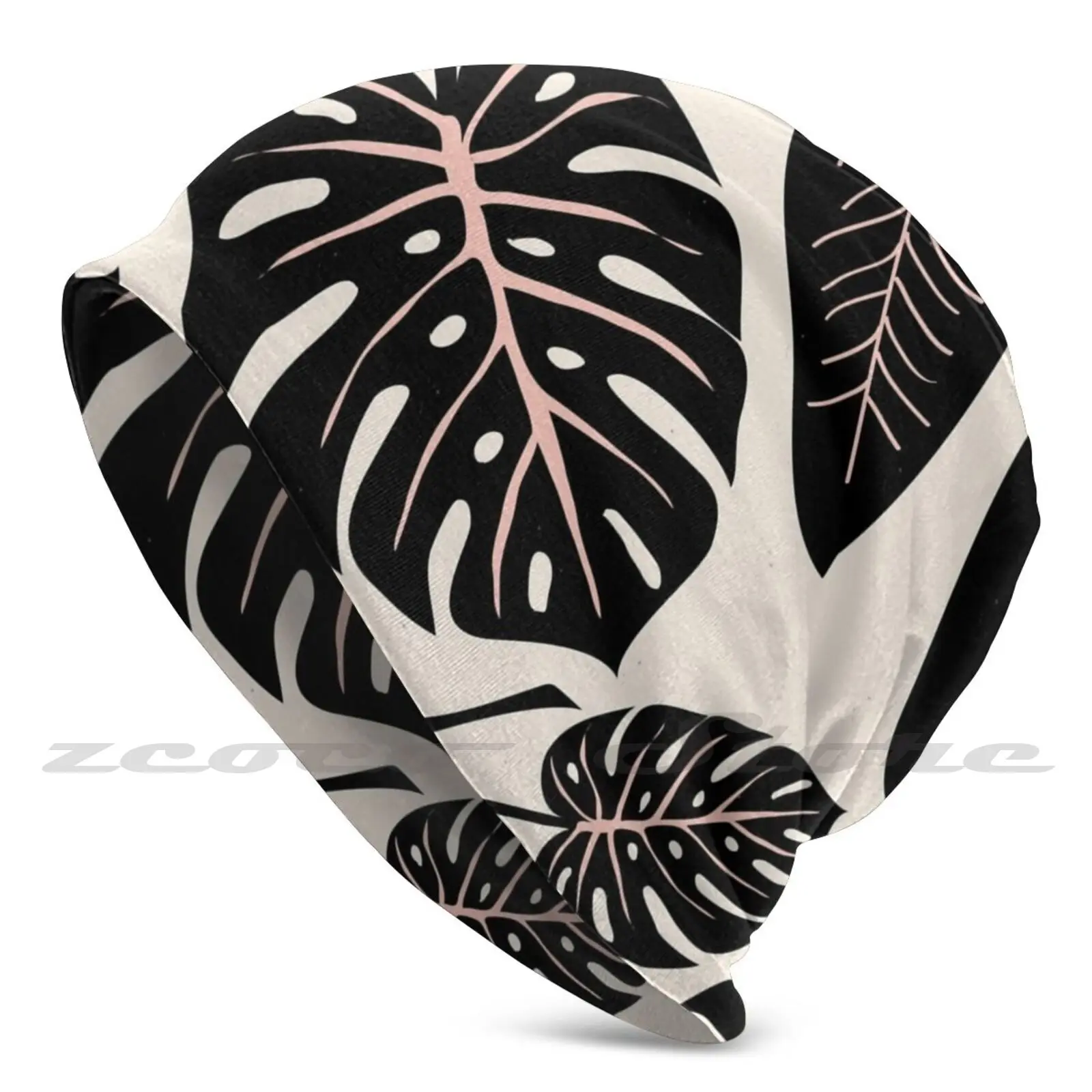 

Листья монеты-черные и пастельные вязаные шапки с персонализированным рисунком, эластичные мягкие шапки, весенние цветочные узоры