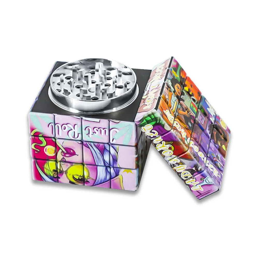 

New Design Rubik's Cube Tobacco Weed Grinder 4-layer 60mm Color Printing Herbal Crusher Smoking Accessories Christmas Present