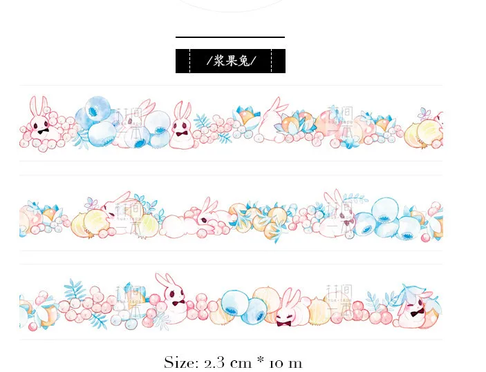 

2.3cmx10m Bunny Paper Masking Tape, Berry Rabbit Masking Tape Sticker