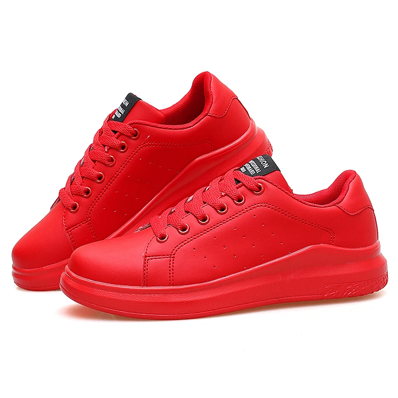 

Women Vulcanized Shoes Couple Lace-up Red Basket Shoes Breathable Walking Sewing Woman White Casual Flat Sneakers