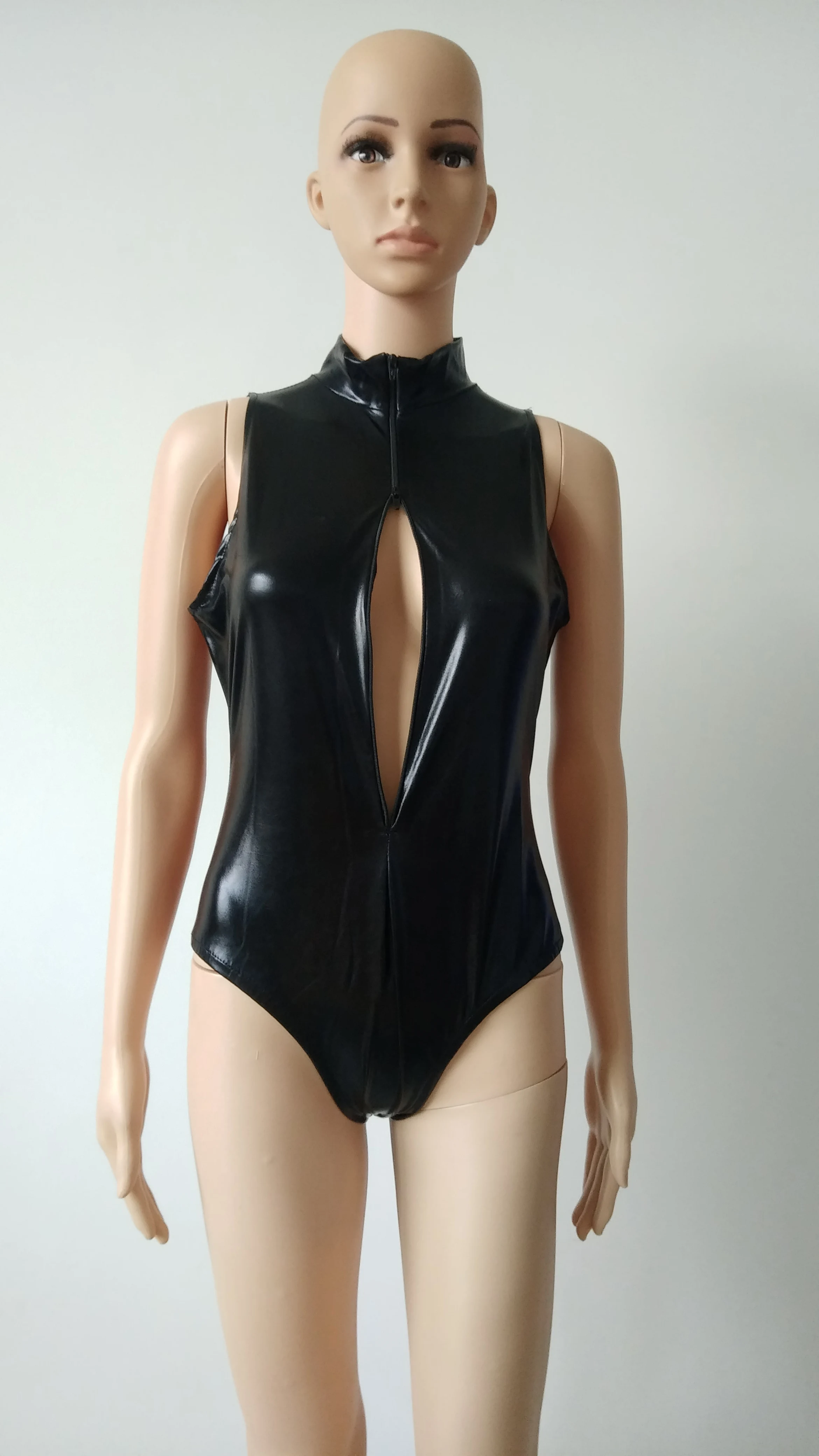 Two dimensions Cute sister open chest double zipper swimsuit half bodysuit Catsuit Costumes shiny Metallic zentai spandex |