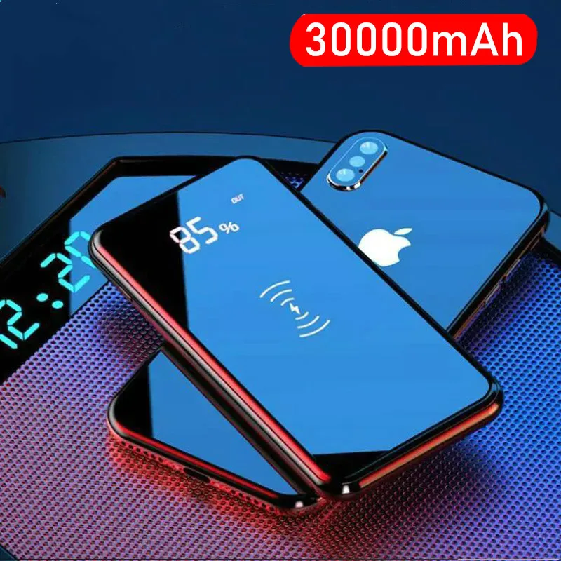 30000 мАч Внешний аккумулятор, беспроводное зарядное устройство для iPhone, samsung, внешний аккумулятор, встроенный qi беспроводной внешний аккумулятор, портативное зарядное устройство