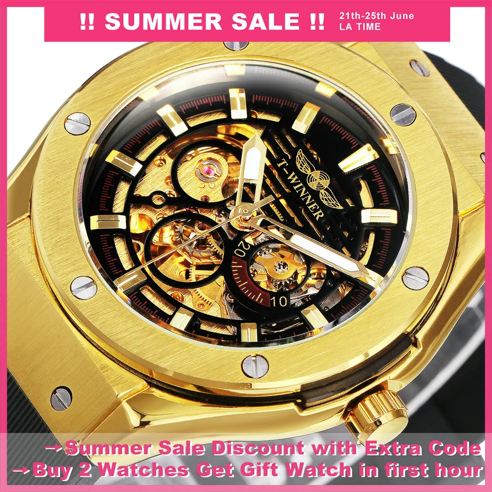 Часы скелетоны WINNER Мужские автоматические механические брендовые наручные