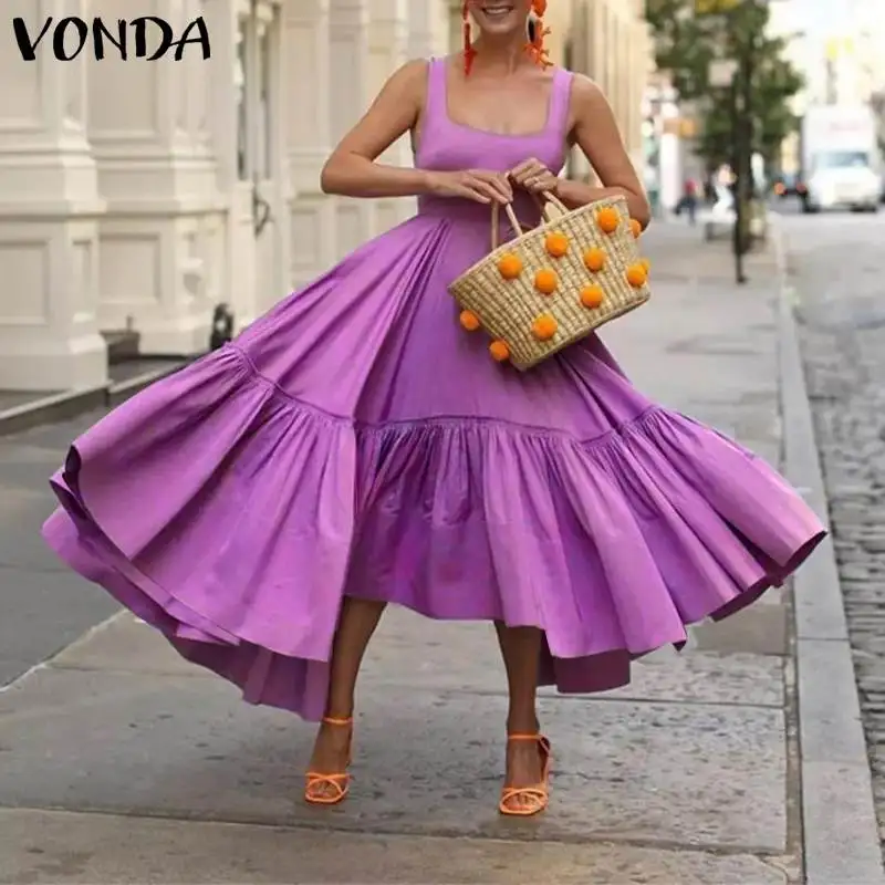 Женское асимметричное платье VONDA однотонные вечерние платья без рукавов в