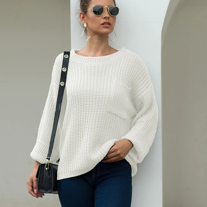Lucyever Elegant Hollow Out Knitted Sweater Women 2020 Spring Long Sleeve Loose Pullover Woman Casual Solid Color Black Sweaters | Женская