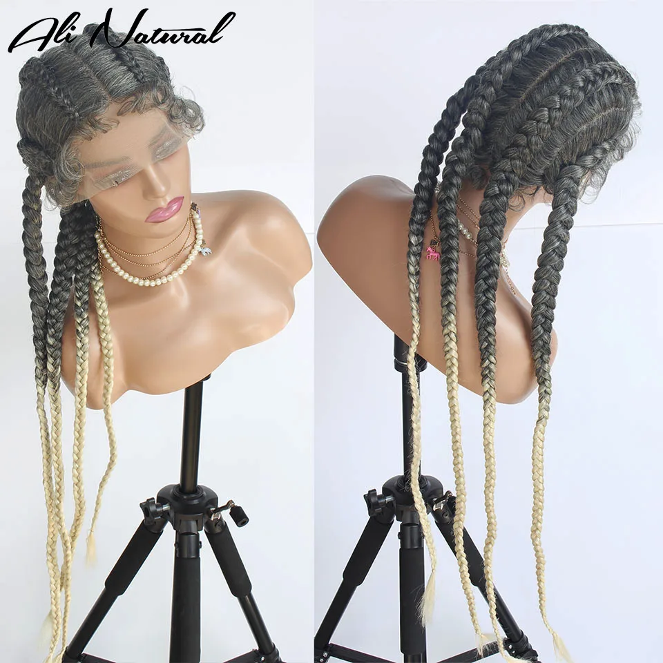 

28 inches 360 Lace Braided Wigs for Black Women Twist 4 Braids Wig Synthetic Lace Frontal Wigs with Baby Hairs Woman Wigs
