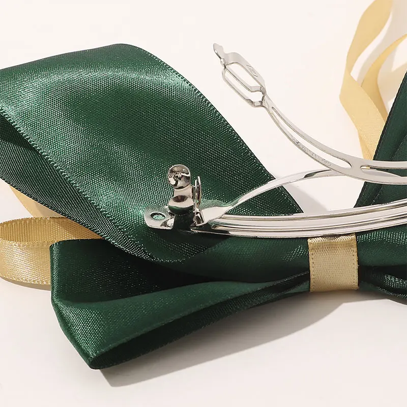 Атласная заколка для волос с большим бантом трехслойная Шпилька бант Длинная